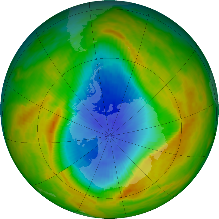 Antarctic ozone map for 30 October 1982